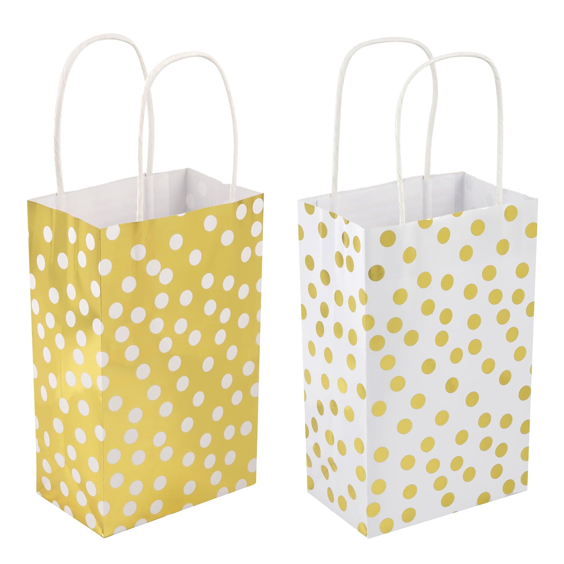 Small Gold and White Polka Dot Gift Bags Value Pack