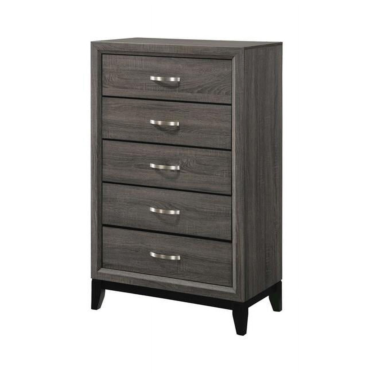 Gray 5-Drawer Transitional Chest with Chamfered Feet