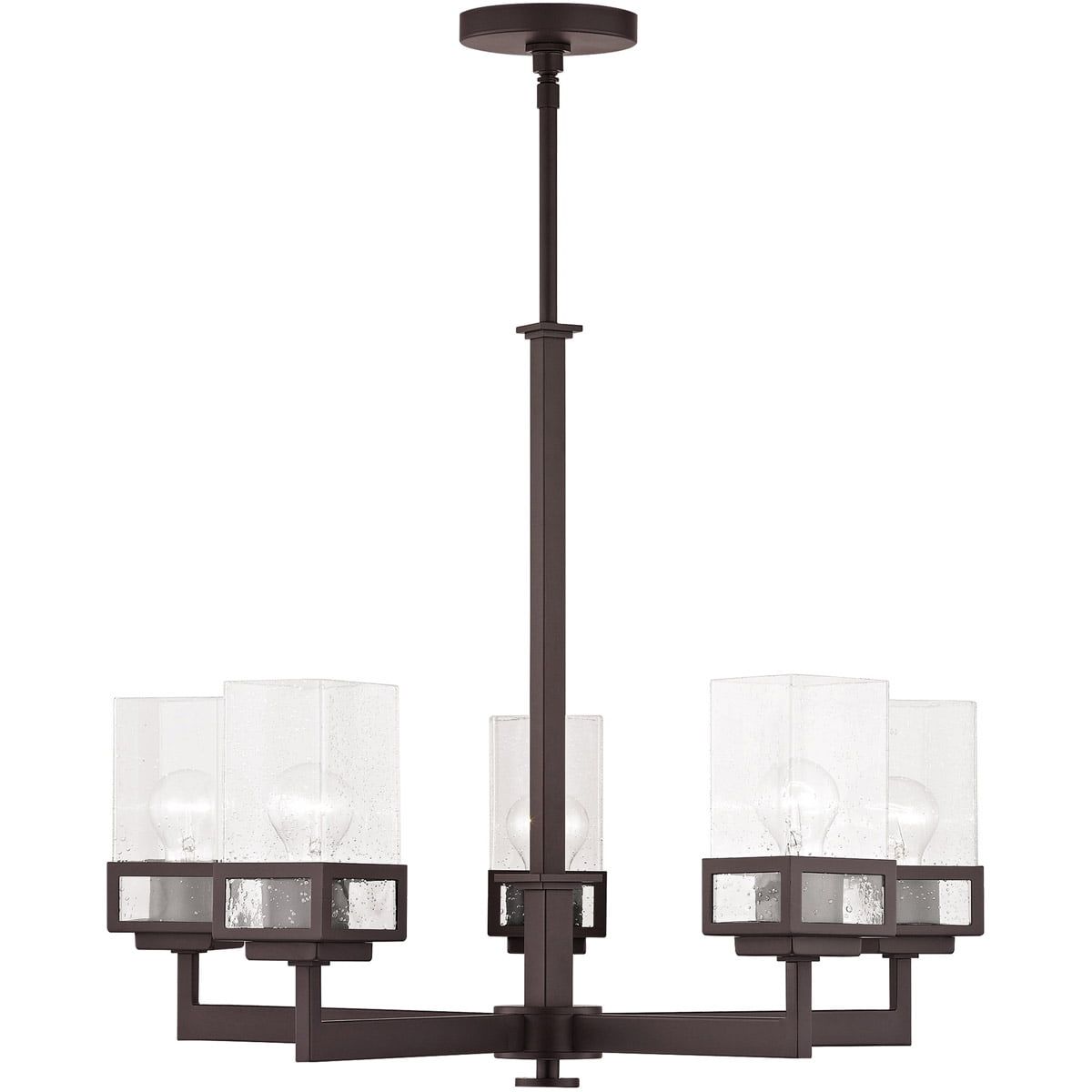 Harding 5-Light Bronze Chandelier with Clear Seeded Glass