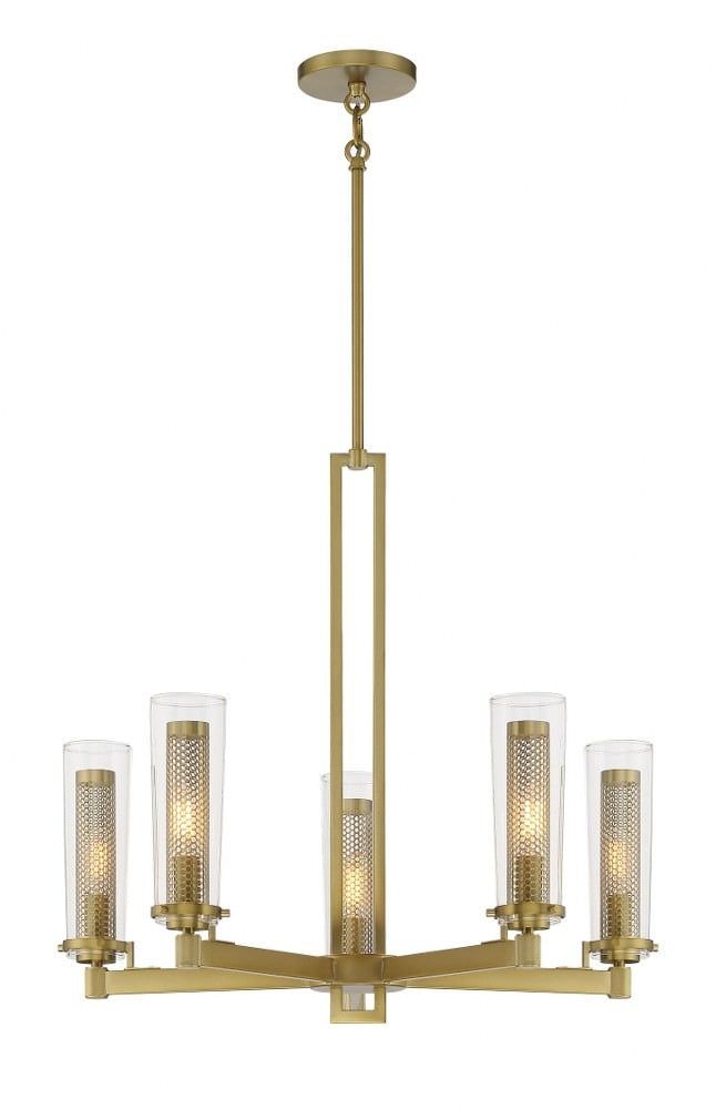 Emmerham Soft Brass 5-Light Chandelier with Clear Glass Shades