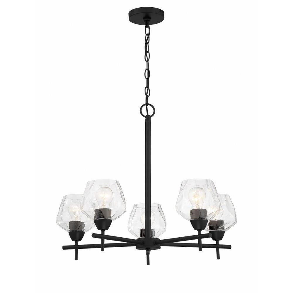 Kirkby Glebe Modern 5-Light Chandelier in Coal with Clear Glass Shades