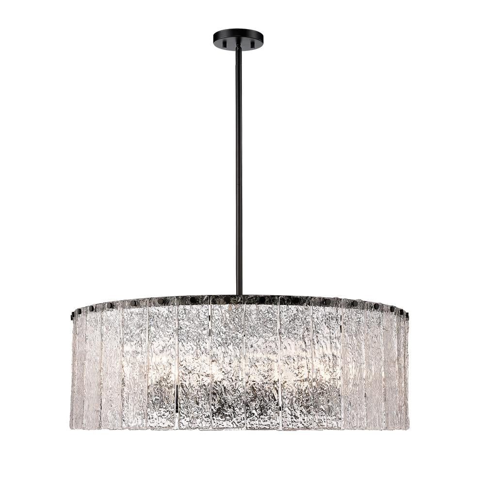 Matte Black and Glass 5-Light Linear Chandelier