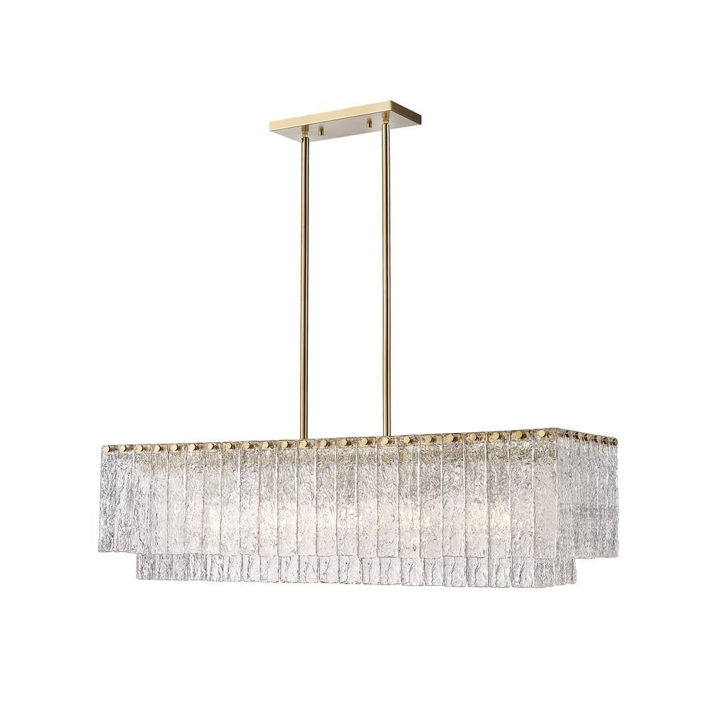 Modern Gold and Glass 5-Light Linear Chandelier