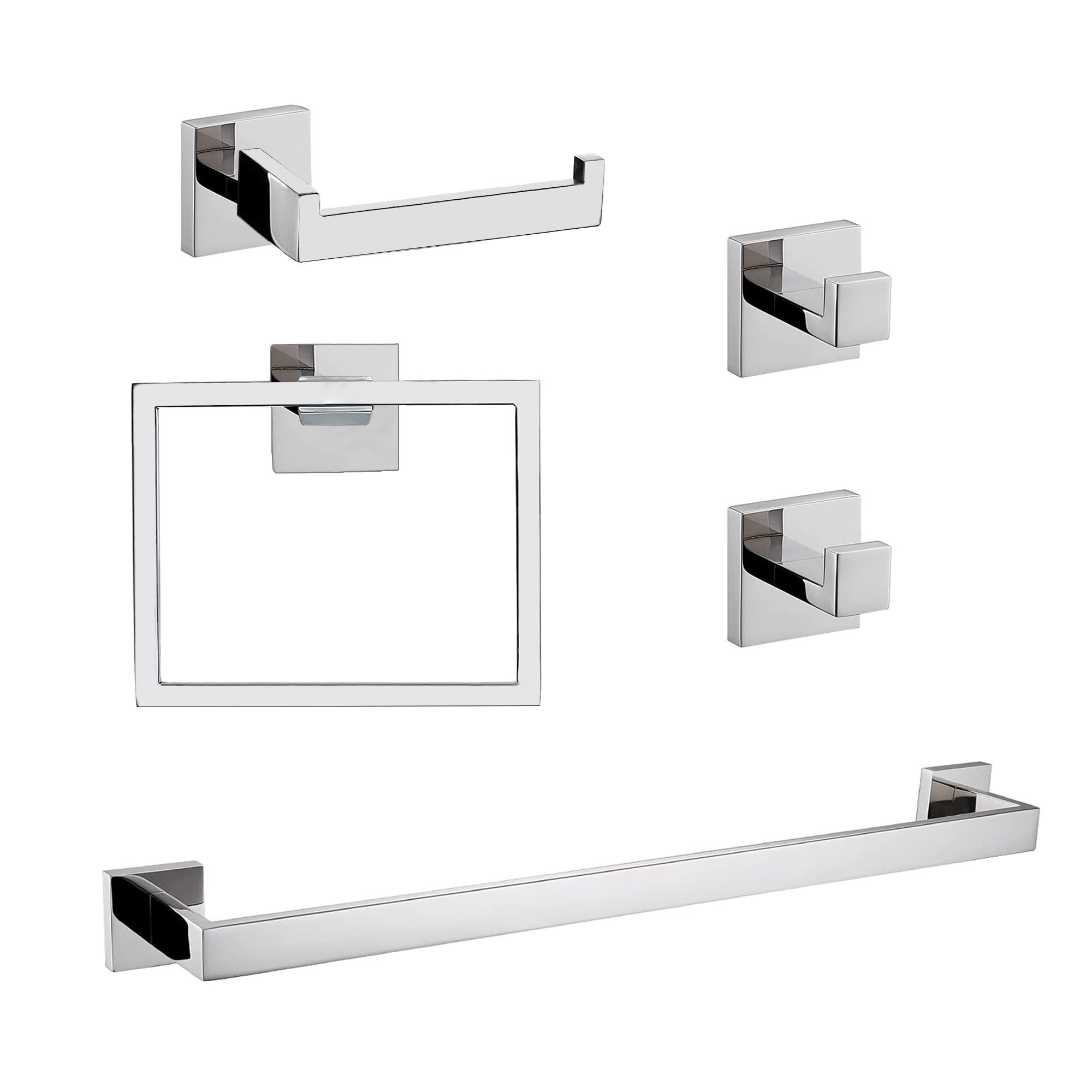 Polished Chrome 5-Piece Bathroom Hardware Set