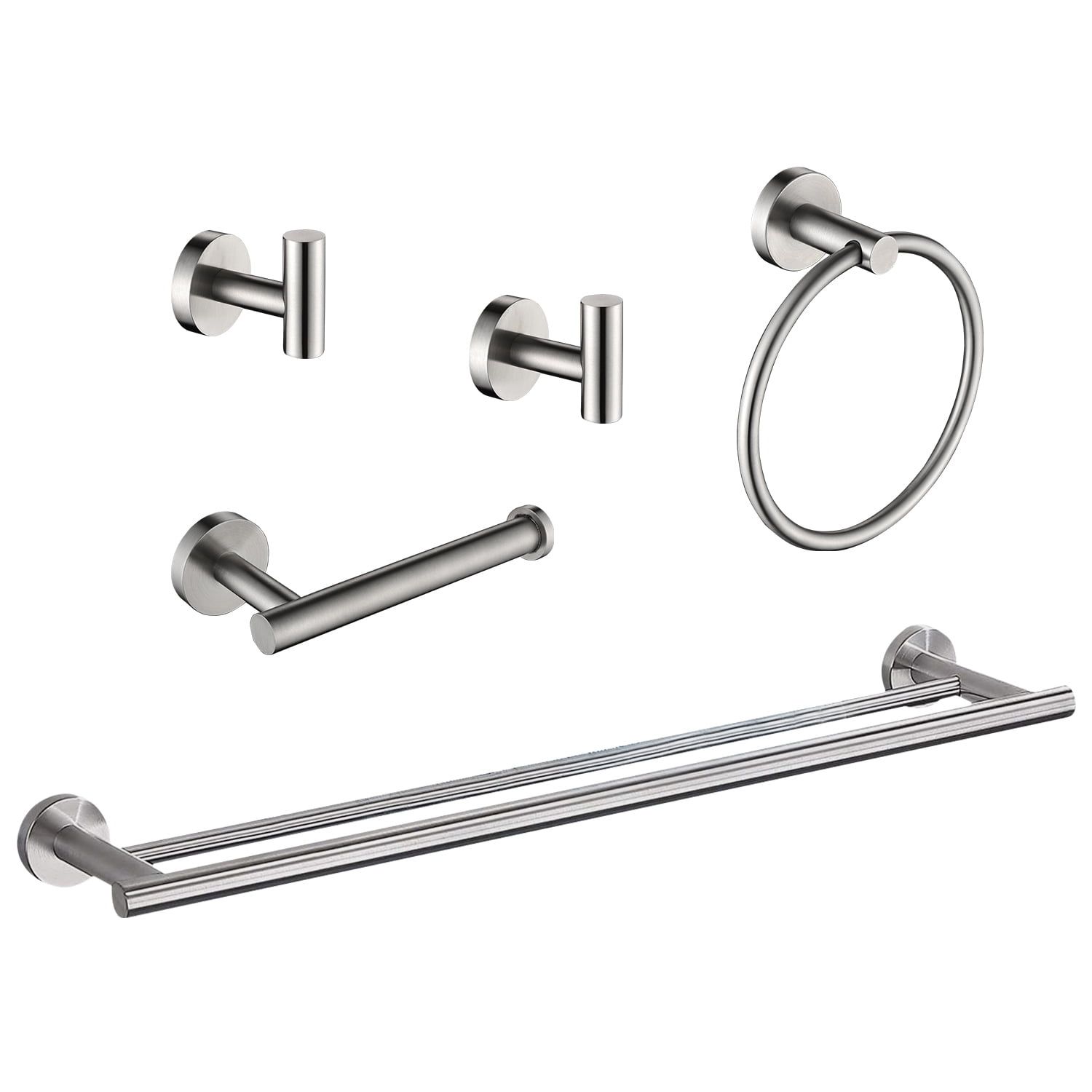 Brushed Chrome 5-Piece Bathroom Hardware Set