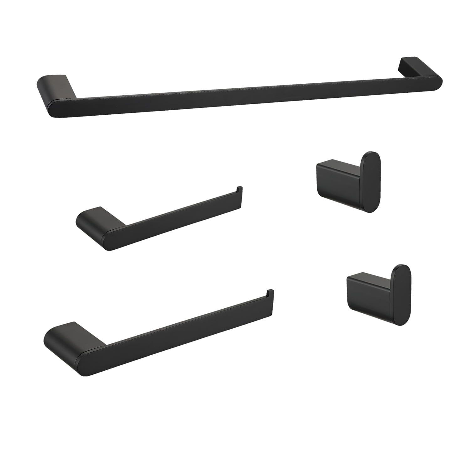 Matte Black Metal 5-Piece Bathroom Hardware Set