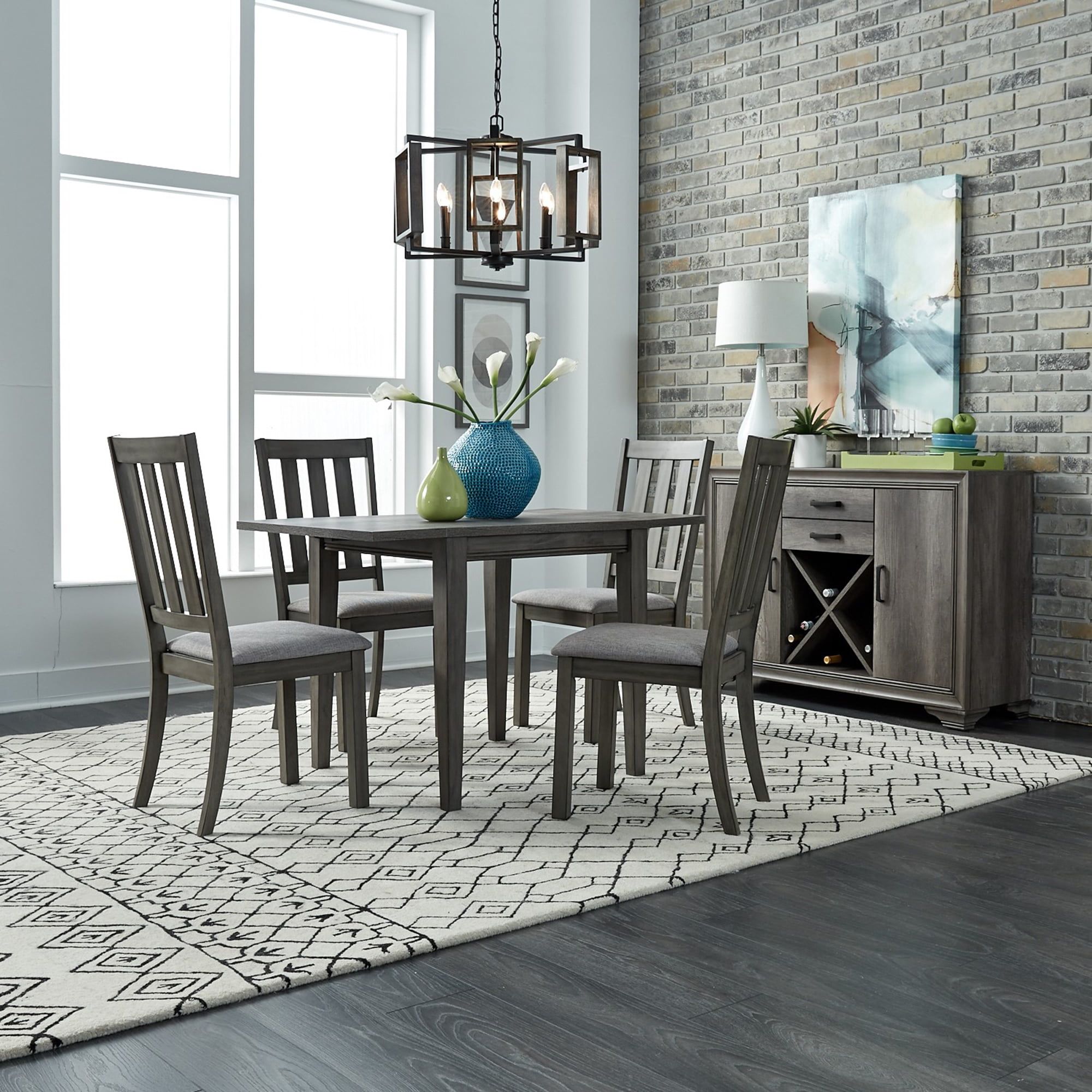 Greystone 5-Piece Drop Leaf Dining Set with Dark Gray Chairs