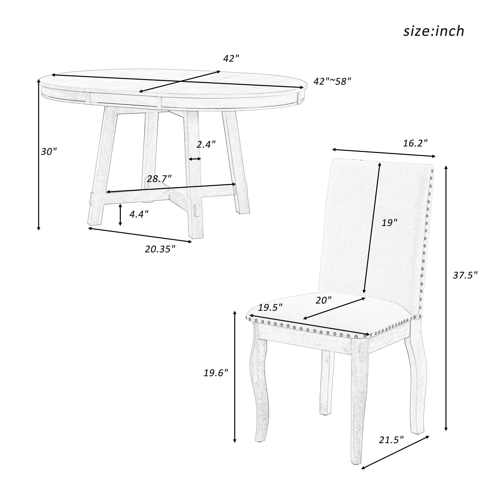 White 5-Piece Extendable Dining Table Set with Upholstered Chairs