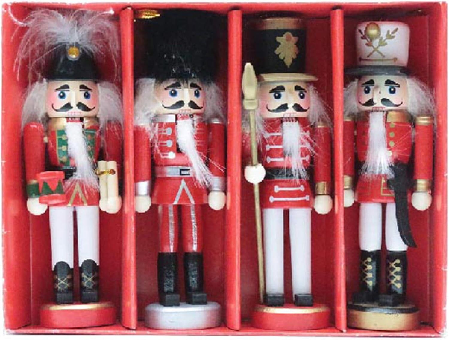 5" Handcrafted Wooden Nutcracker Ornaments Set of 4