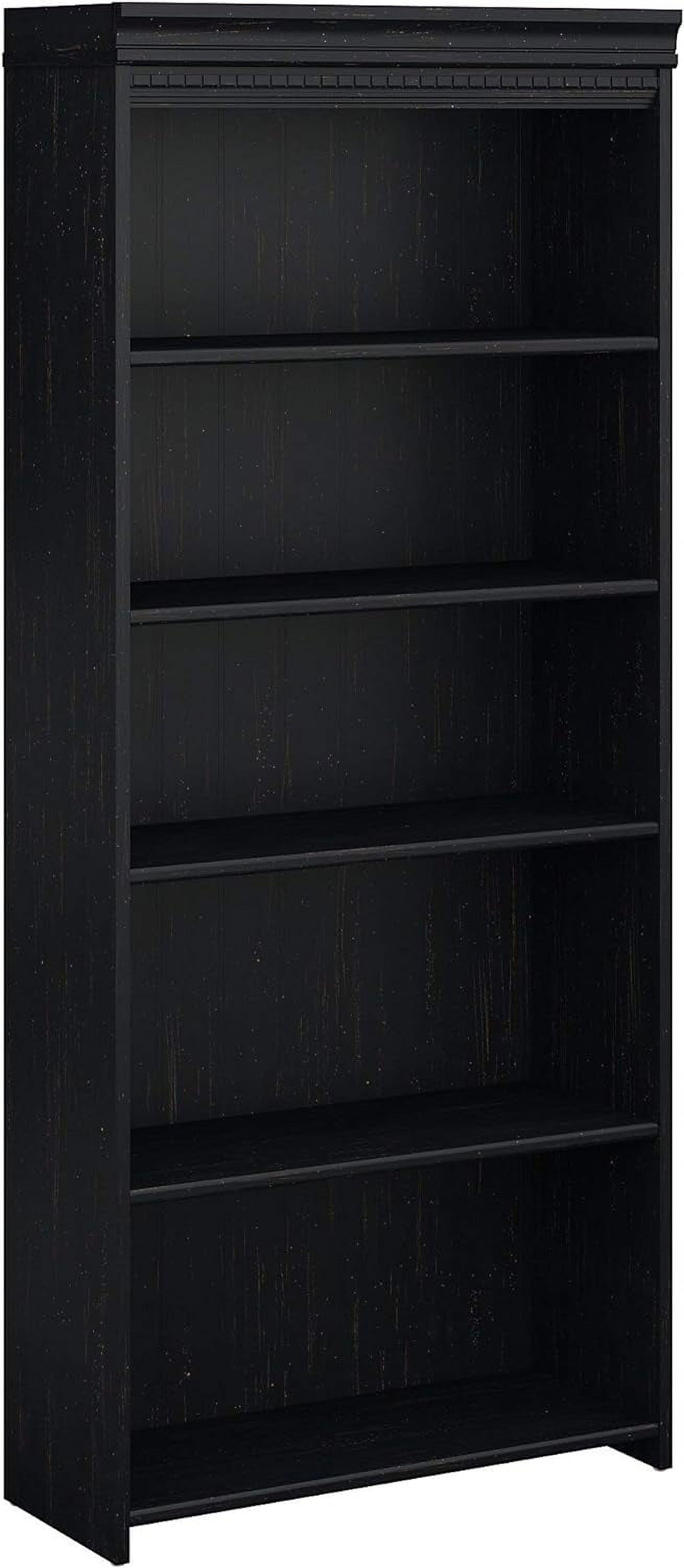 Fairview Antique Black Wood 5-Shelf Adjustable Bookcase