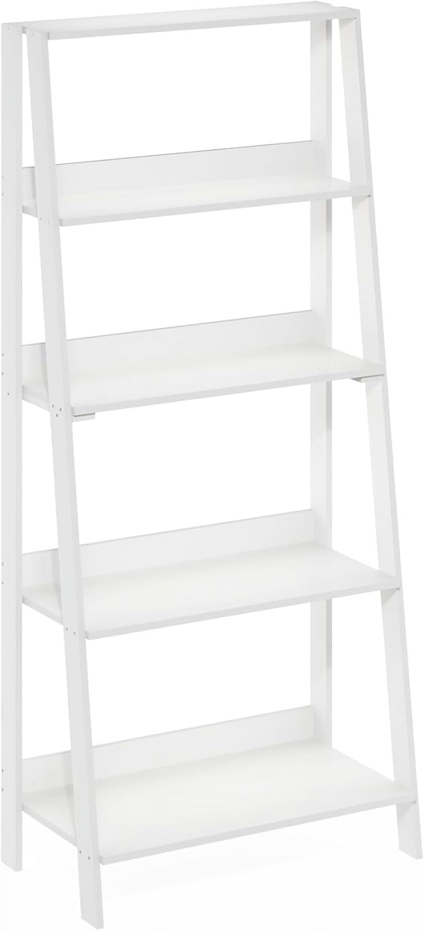 White 5-Tier Wooden Ladder Bookcase Display Shelf