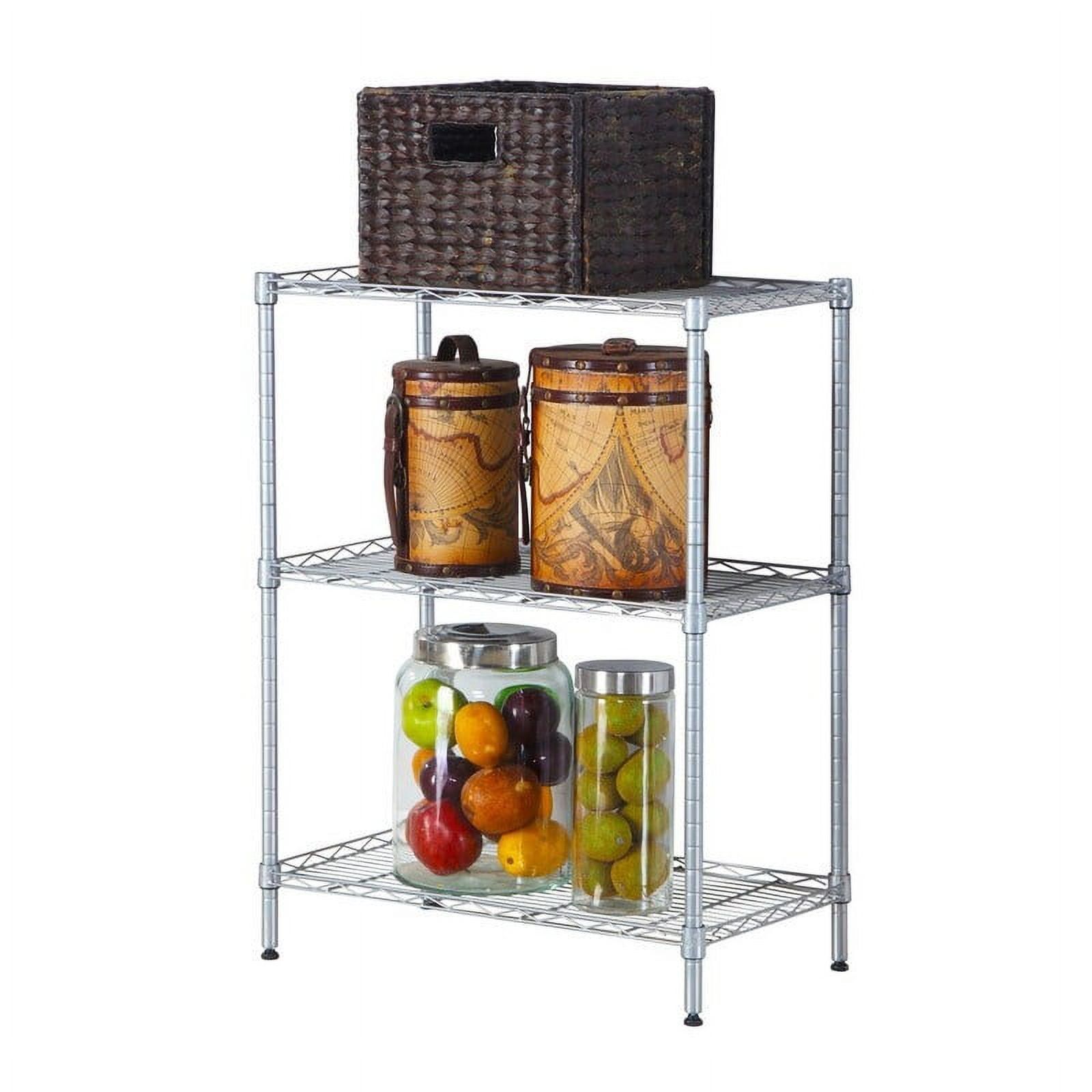 Adjustable Chrome 3-Tier Wire Shelving Rack