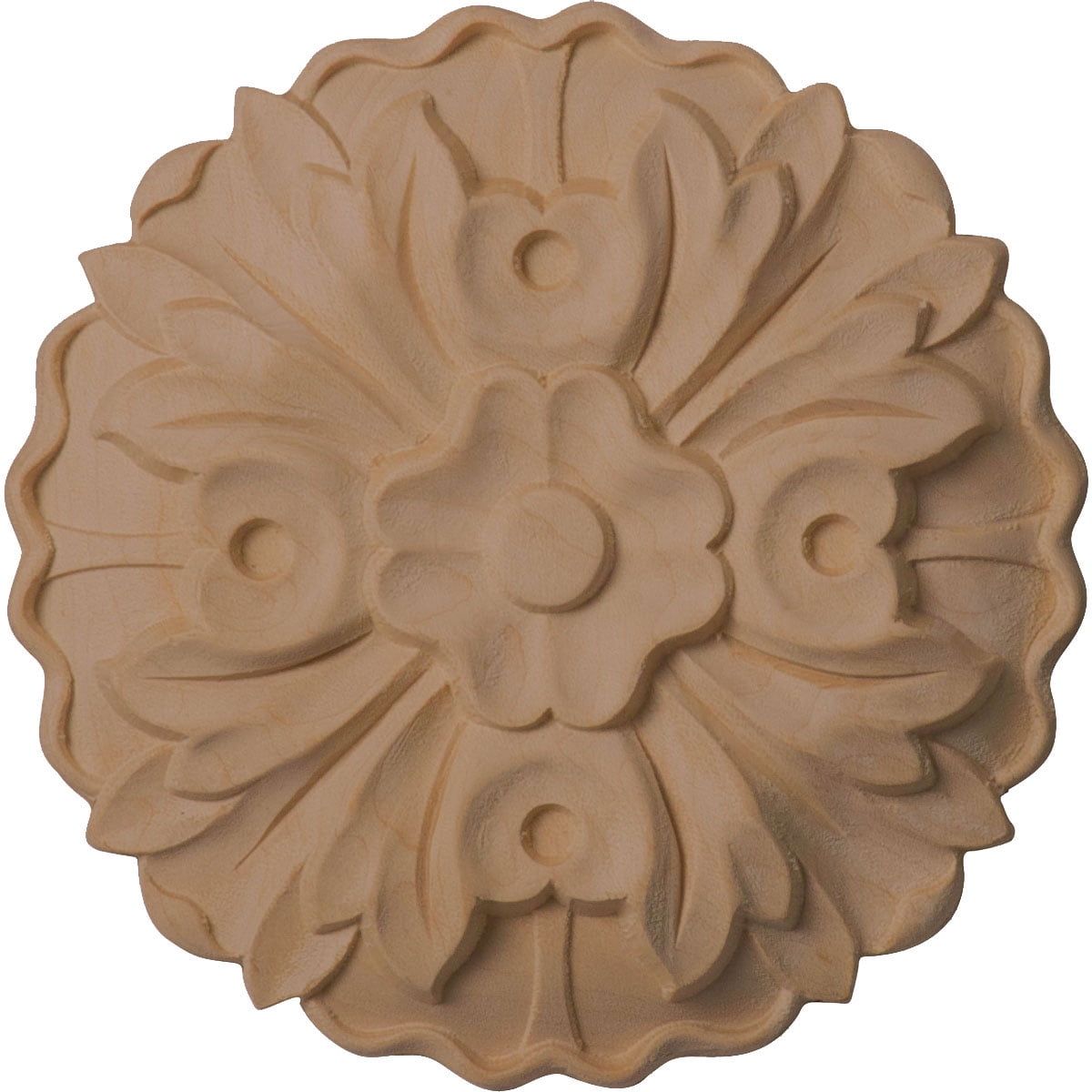 5" Unfinished Rubberwood Floral Round Rosette