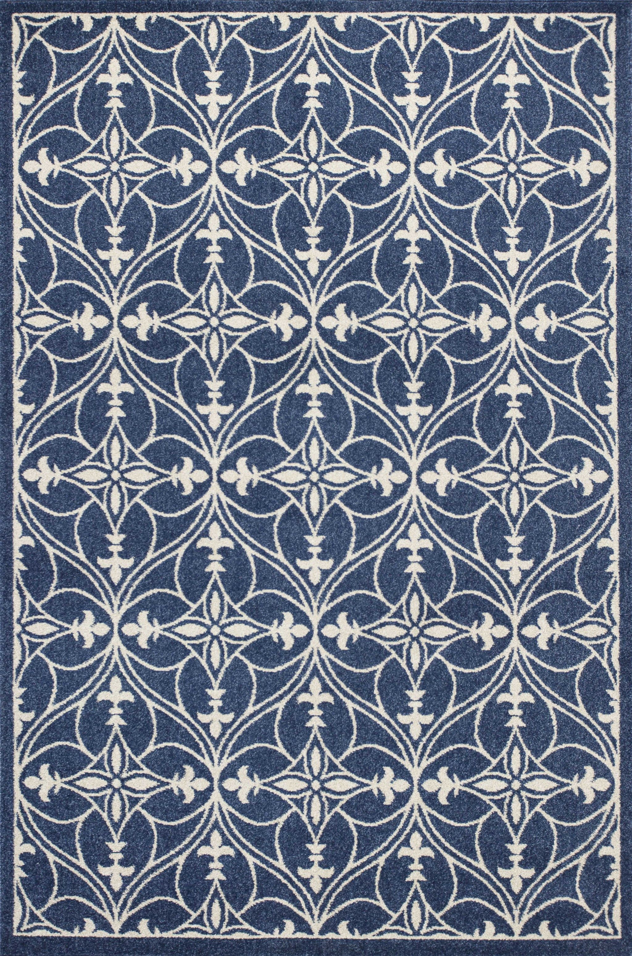 Modern Denim Blue 5'3" x 7'7" UV-Treated Polypropylene Area Rug