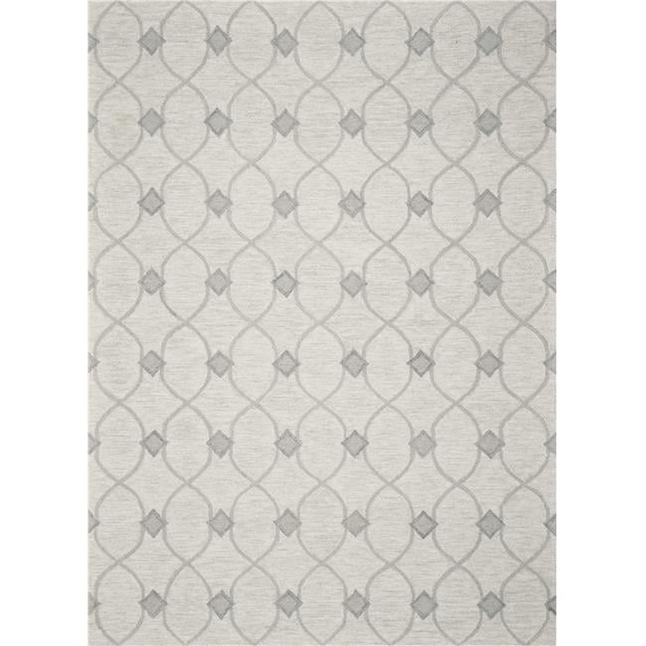 Ivory and Gray Tufted Wool Rectangular Rug