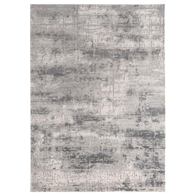 Gray Abstract Synthetic Stain-Resistant Rectangular Area Rug