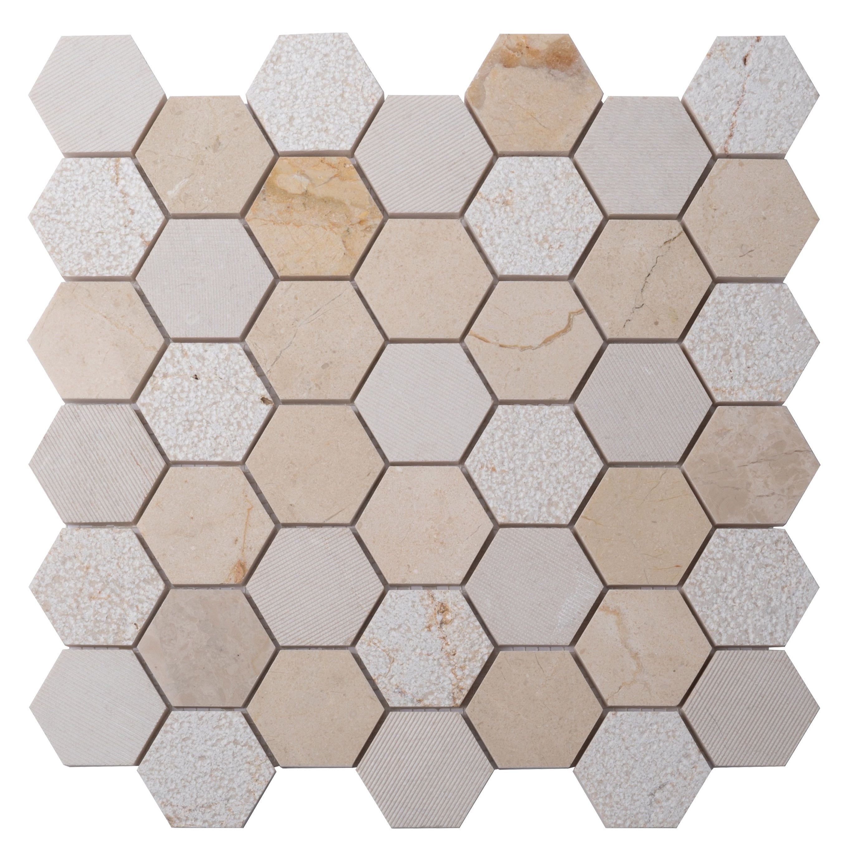 Beige Hexagon Marble Polished Mosaic Tile 12x12