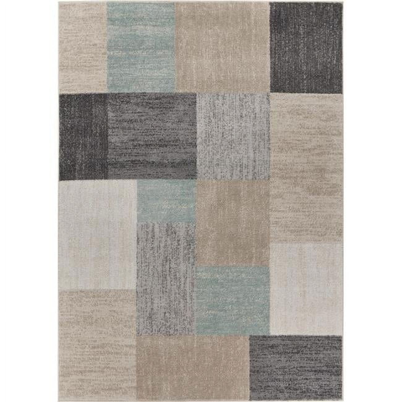 Modern Geometric Black & Beige 5' x 7' Synthetic Area Rug