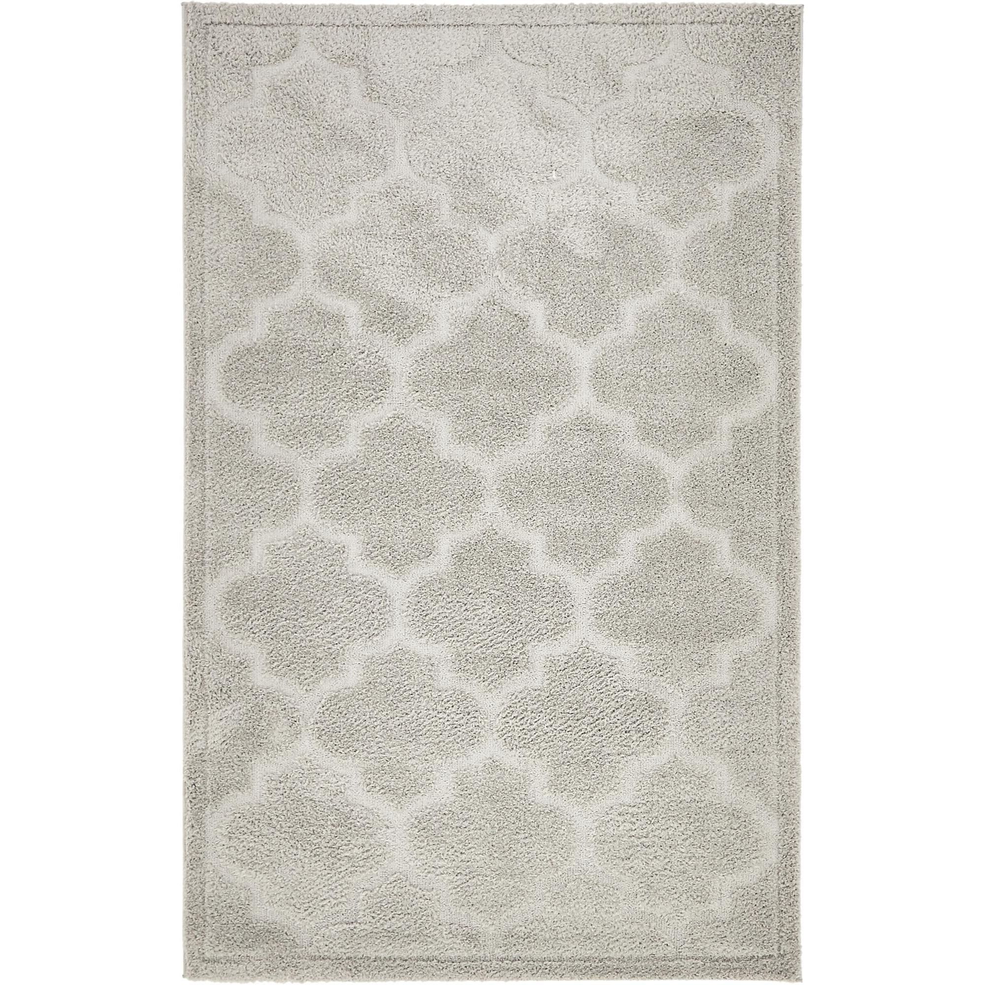 Elegant Trellis 5' x 8' Gray Shag Area Rug with Easy Care