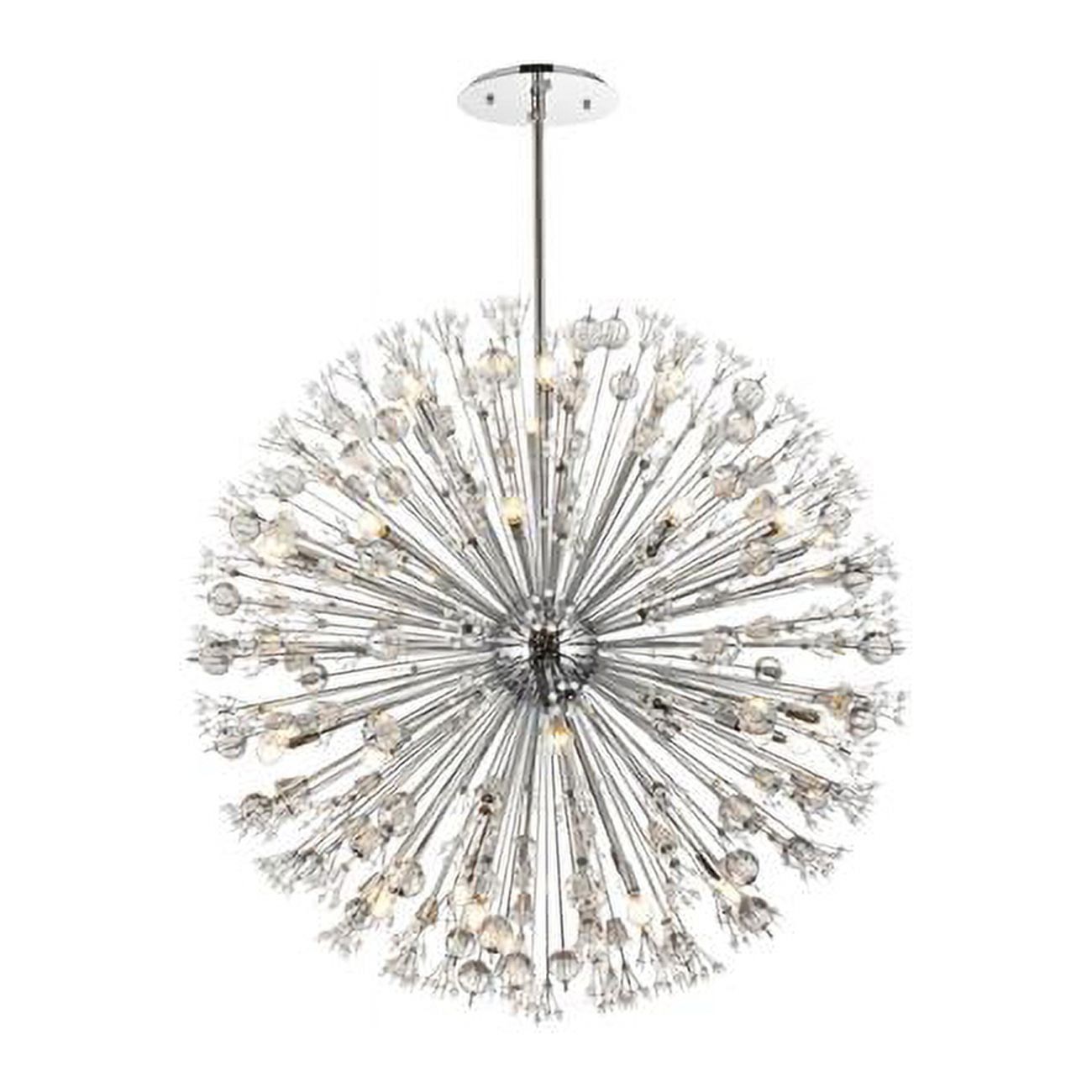 Elegant 34-Light Crystal Starburst Pendant in Chrome