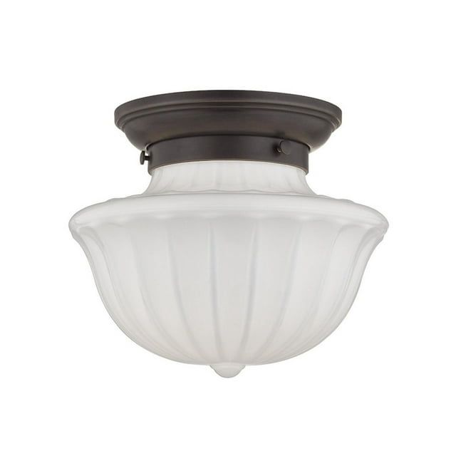 Dutchess Old Bronze Globe LED Flush Mount with White Glass Shade