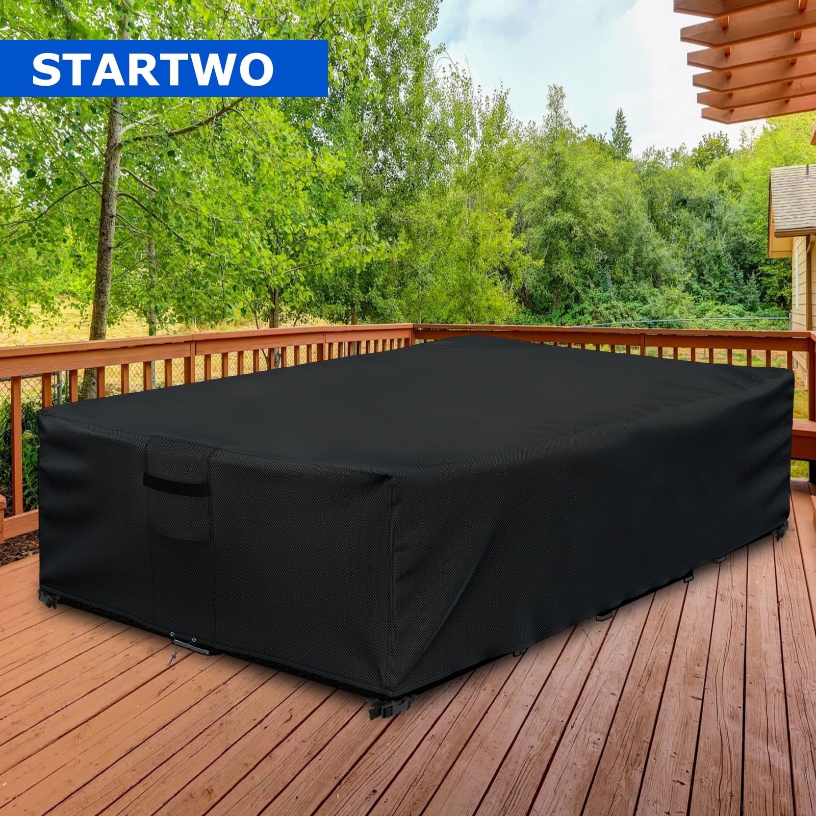 Black Heavy Duty Waterproof Patio Furniture Cover 126" x 63" x 28"