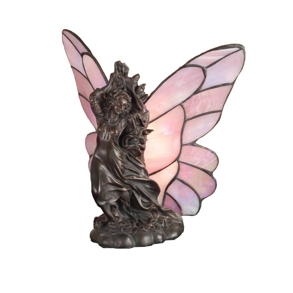 Pink Iridescent Stained Glass Fairy Accent Lamp