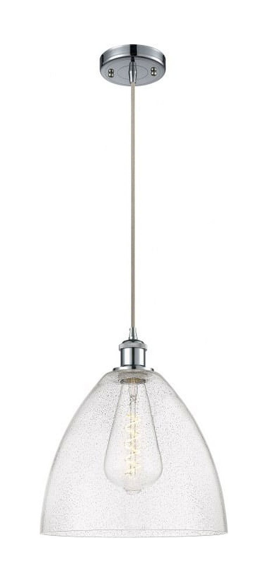 Ballston 12" Polished Chrome Mini Pendant with Seedy Glass
