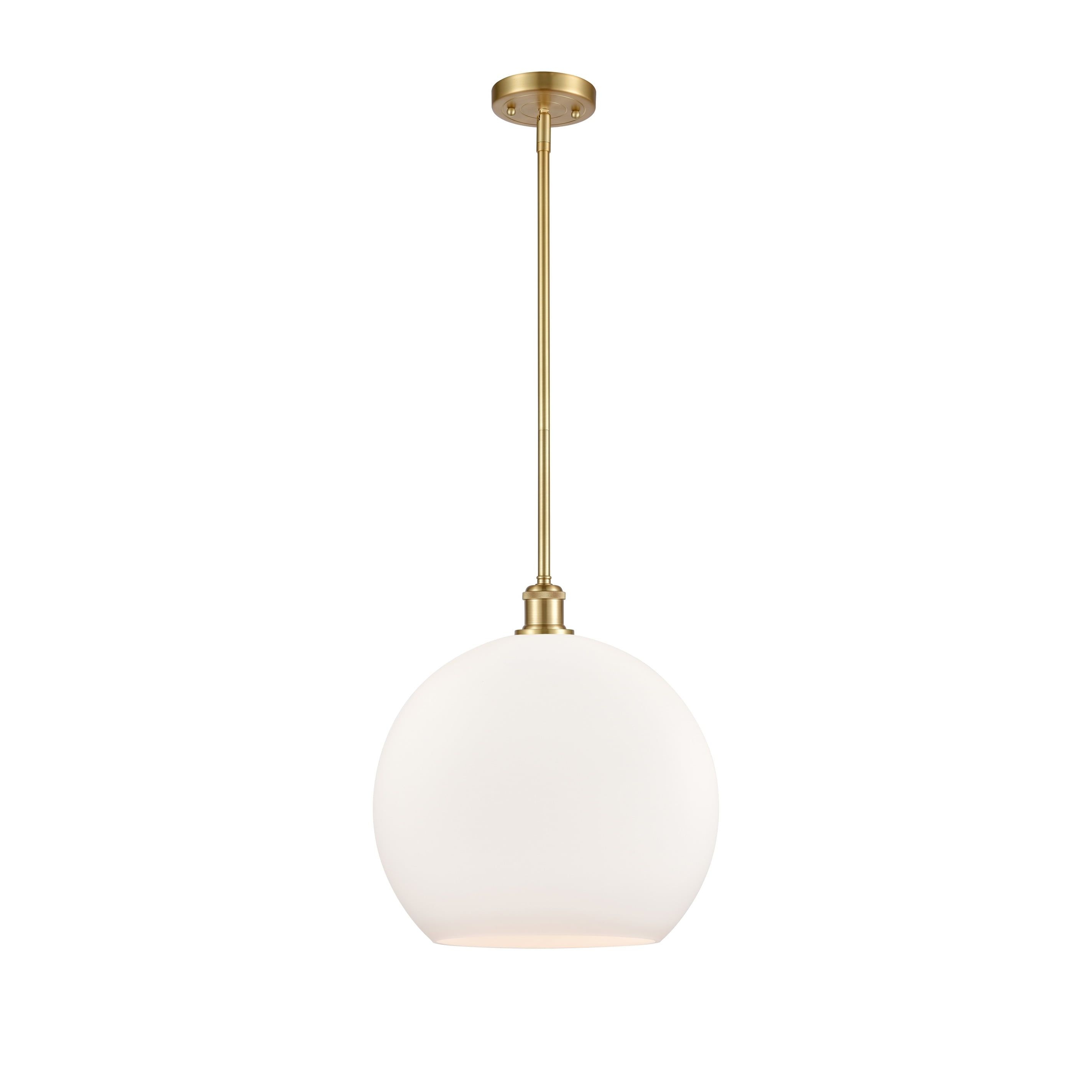 Athena Mini 14" Pendant in Satin Gold with Matte White Glass