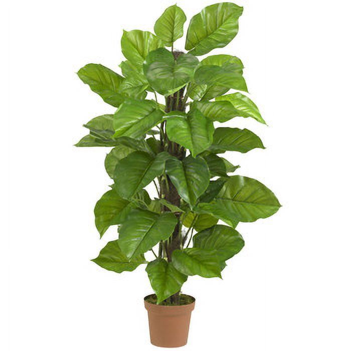 63" Green Silk and Plastic Philodendron Floor Plant