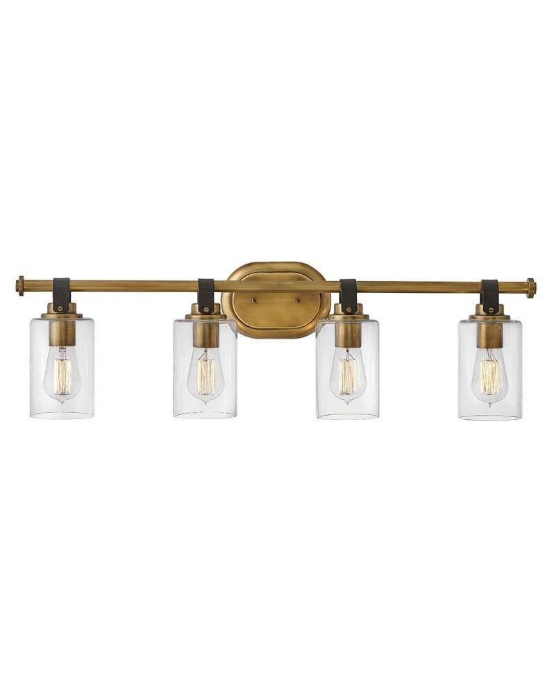 Halstead Heritage Brass 4-Light Vanity with Clear Glass Shades
