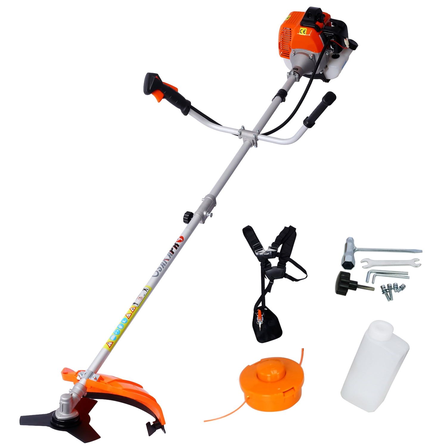 52cc Orange and Black Gasoline String Trimmer with Brush Cutter