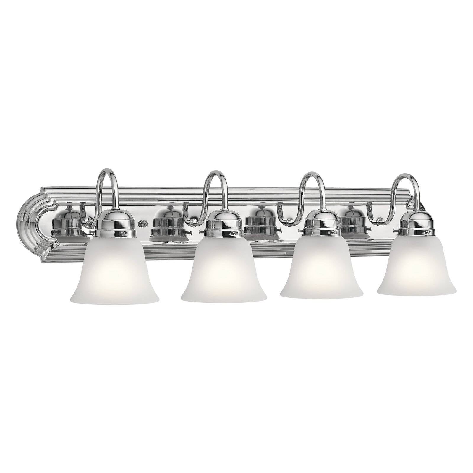 Traditional 30" Chrome 4-Light Vanity with Satin Etched Glass
