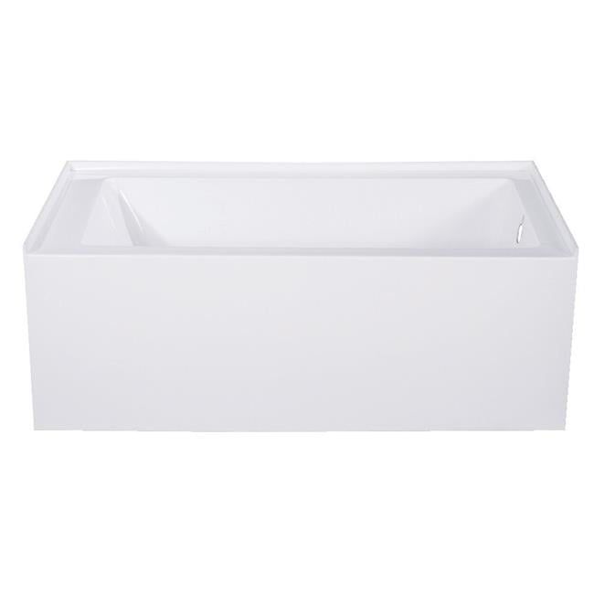 54-Inch White Acrylic Alcove Bathtub with Right Hand Drain