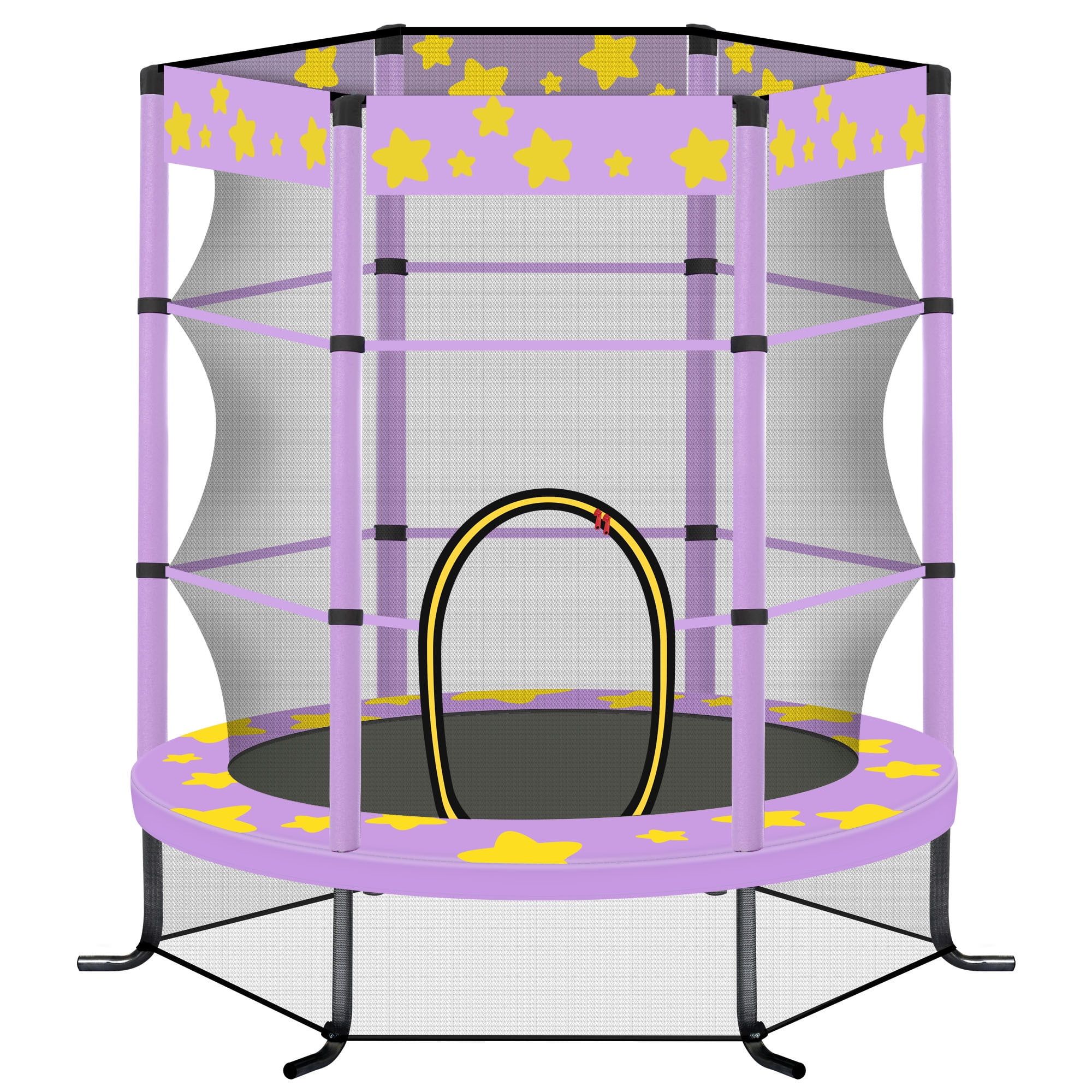 55 Inch Purple Kids' Trampoline with Safety Enclosure