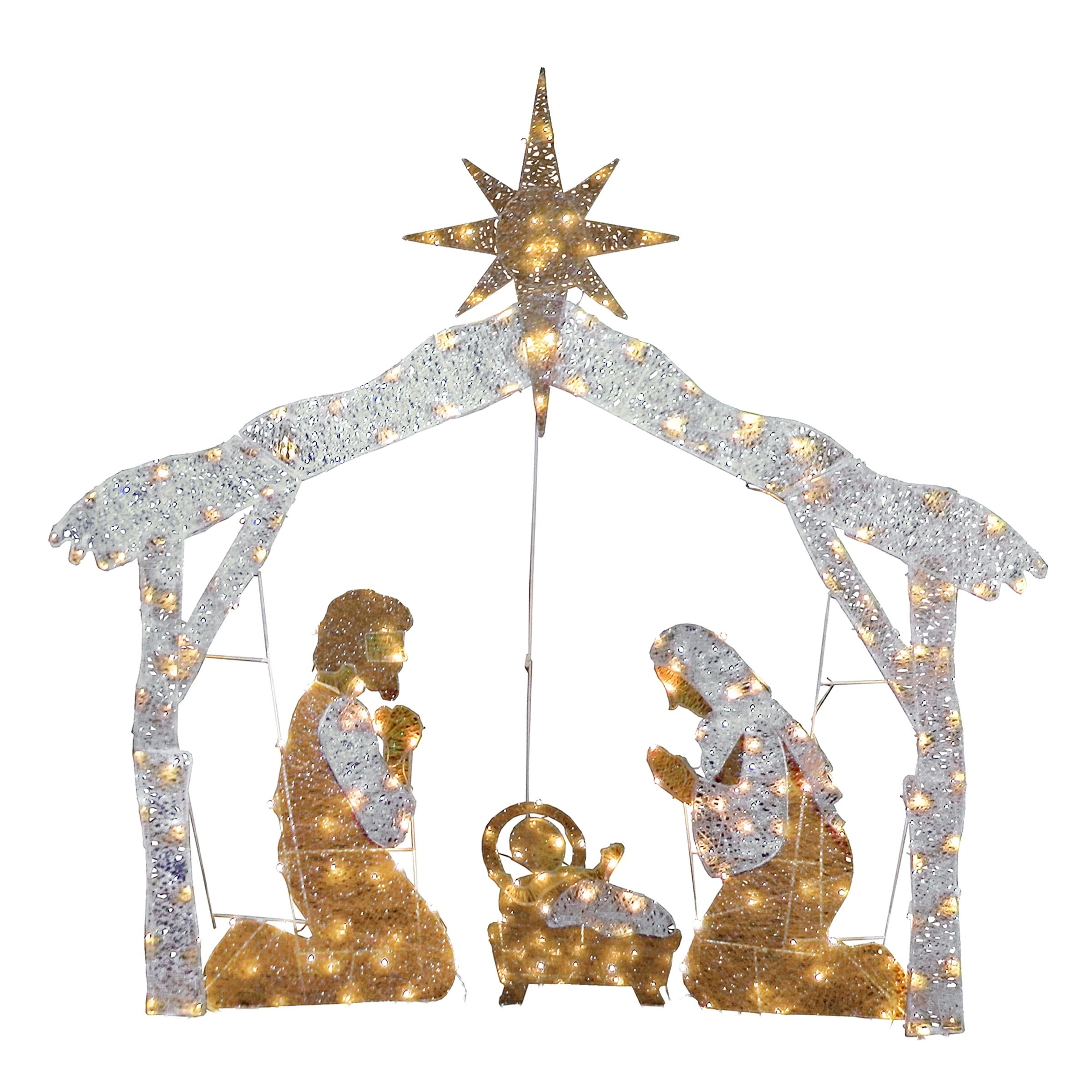 55" Pre-Lit Outdoor Nativity Scene with Clear Lights