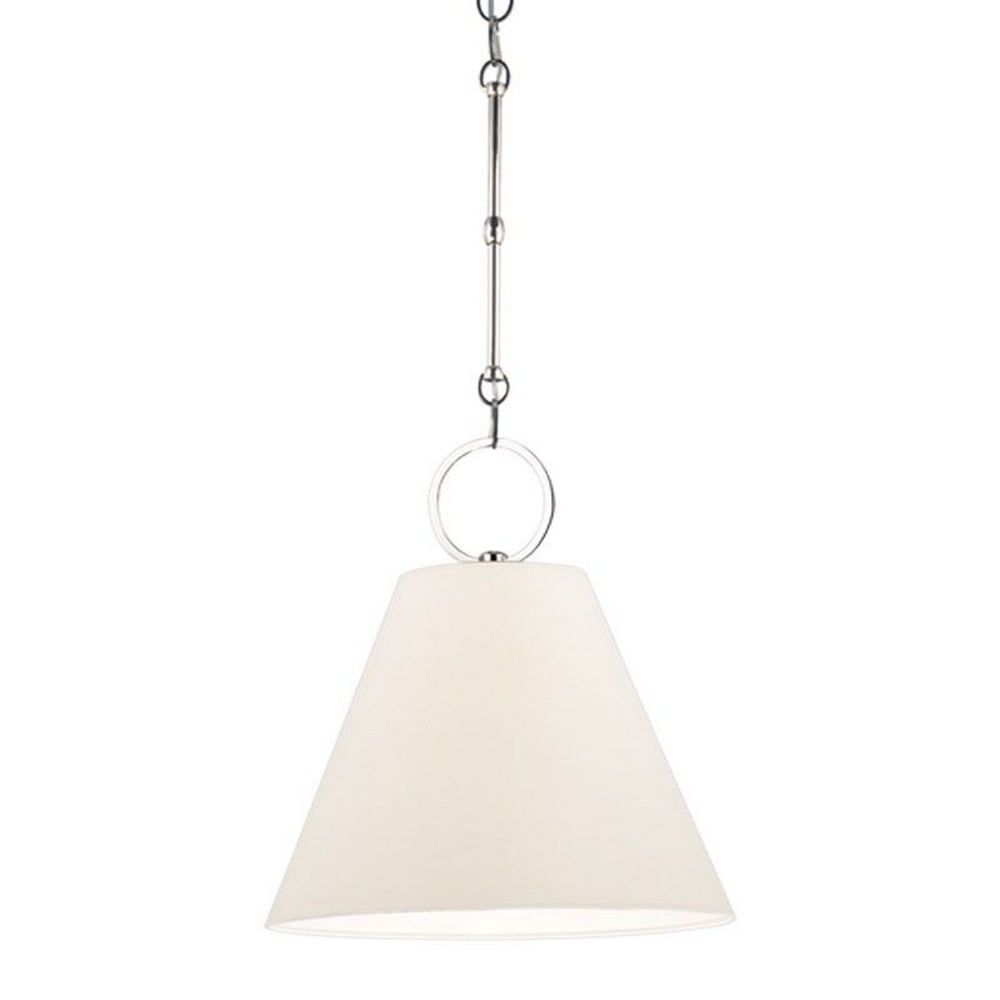 Elegant Altamont Polished Nickel 1-Light Pendant with Off-White Parchment Shade