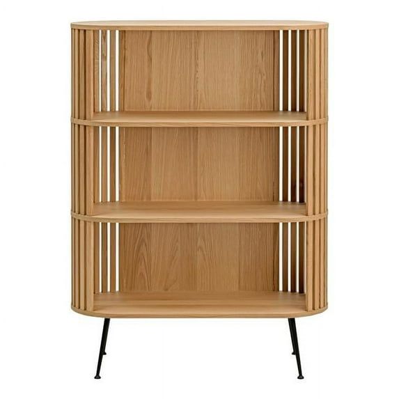Henrich Mid-Century Modern Walnut Bookshelf with White Oil Finish
