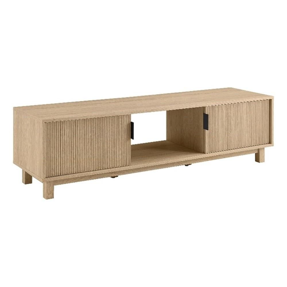 58" Coastal Oak 2-Door TV Stand with Reeded Fronts