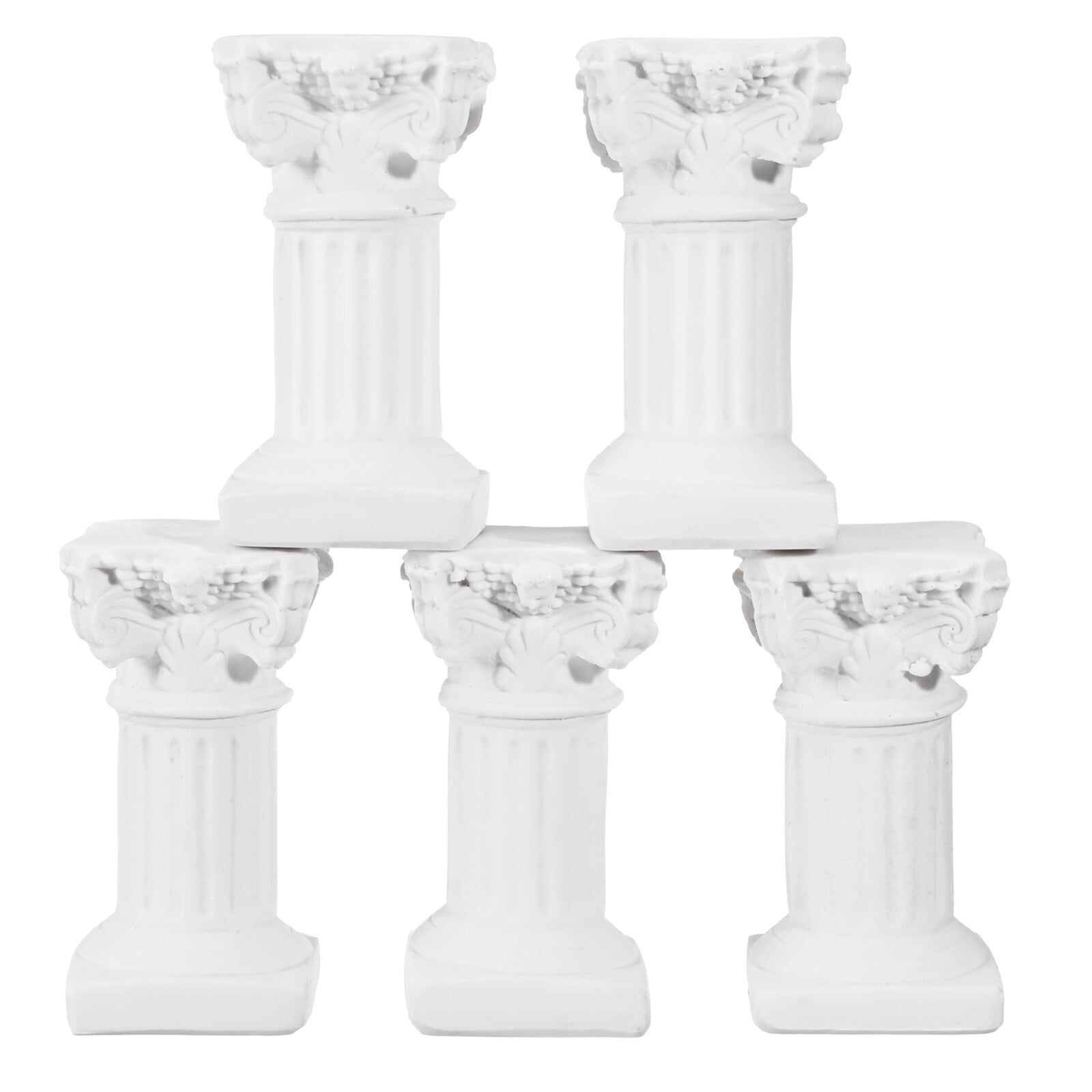 Mini White Resin Roman Pillar Column Statues Set