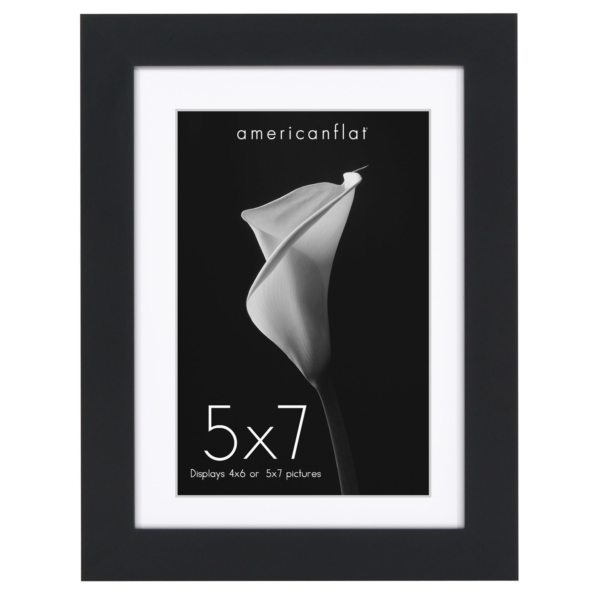 Black 5x7 Picture Frame with Shatter-Resistant Glass