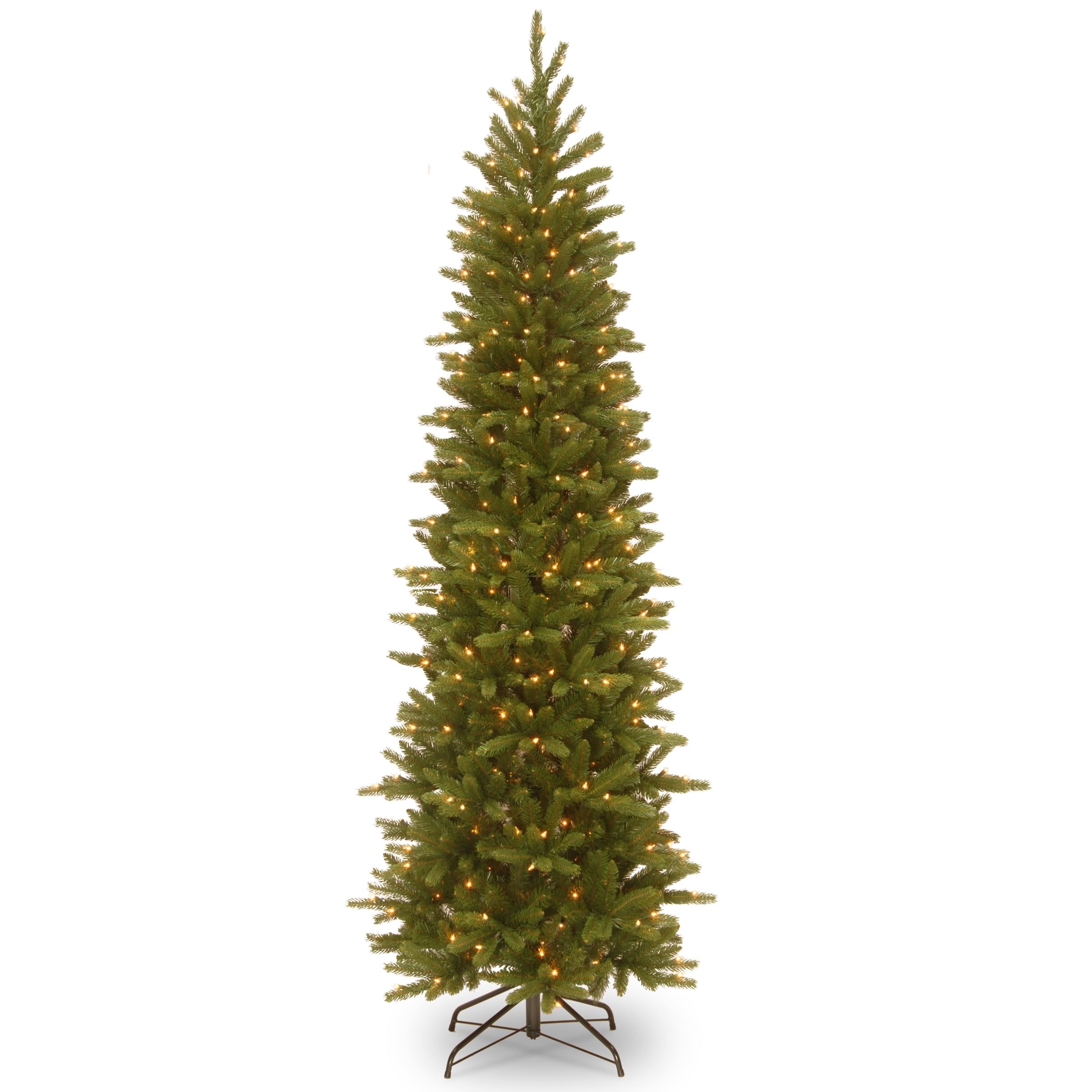 Slim Green Fir Christmas Tree with Clear Lights