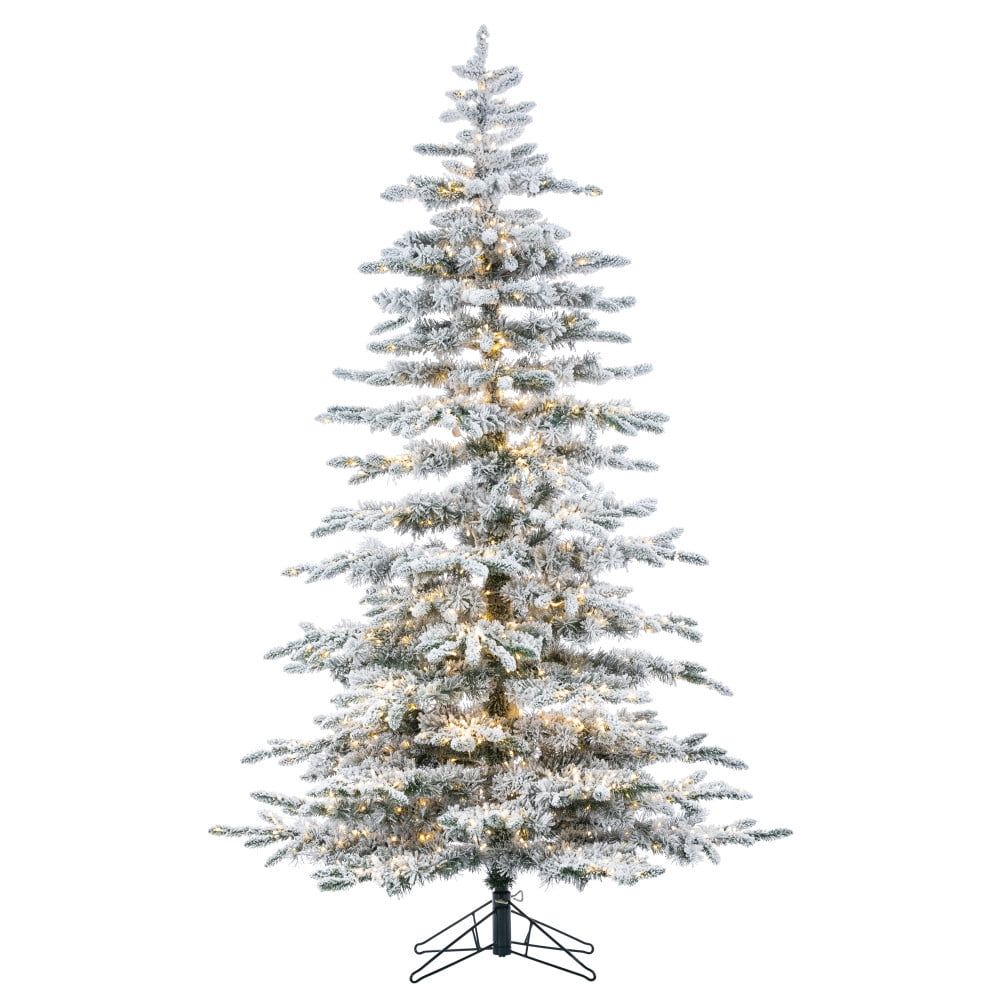 6.5' Flocked Mountain Pine Pre-Lit Christmas Tree with LED Lights