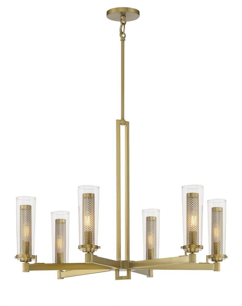 Emmerham Soft Brass 6-Light Chandelier with Clear Glass Shades