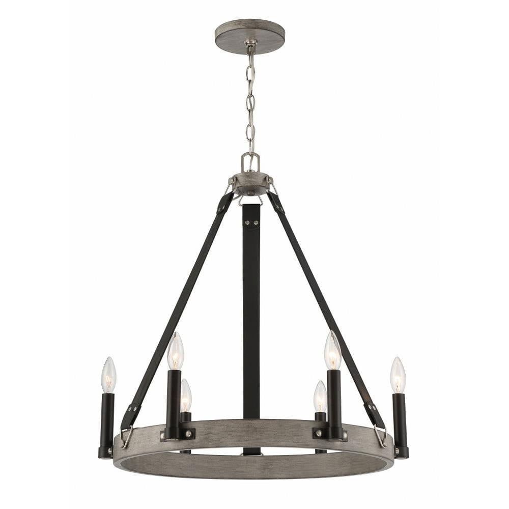 Rawson Ridge 6-Light Aged Silverwood & Coal Nickel Chandelier