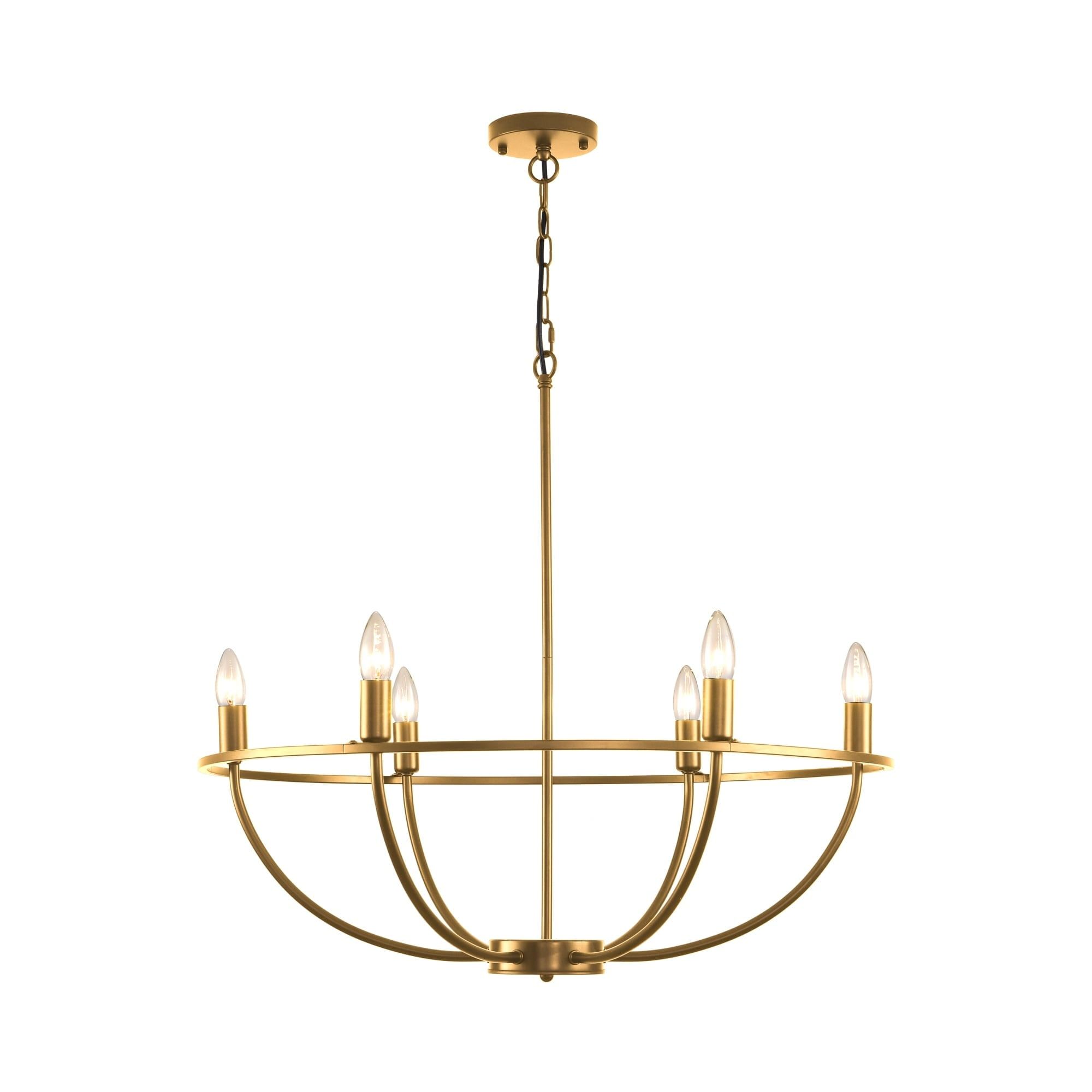 Gold Iron 6-Light Wagon Wheel Chandelier