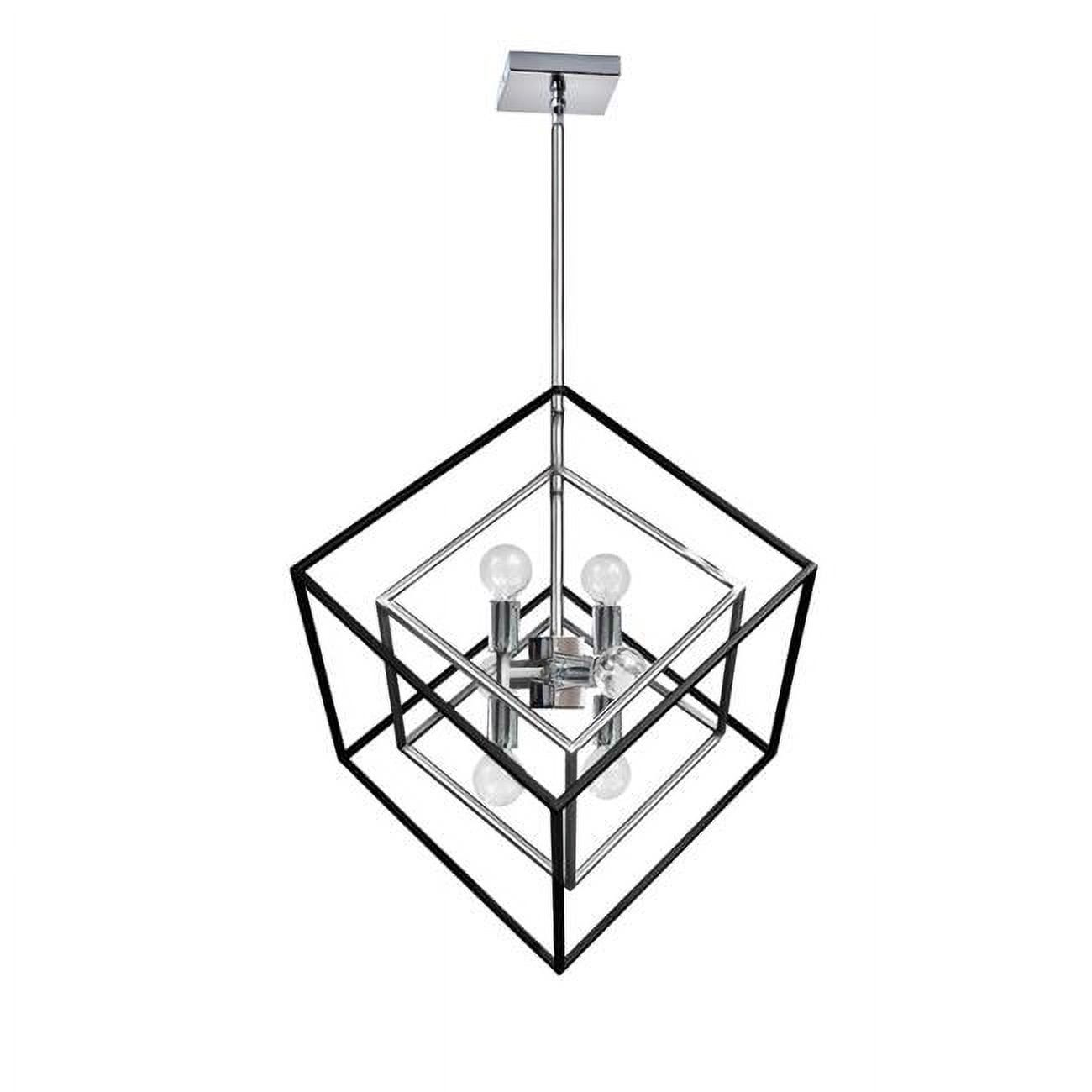 Transitional 6-Light Cage Pendant in Matte Black and Bronze