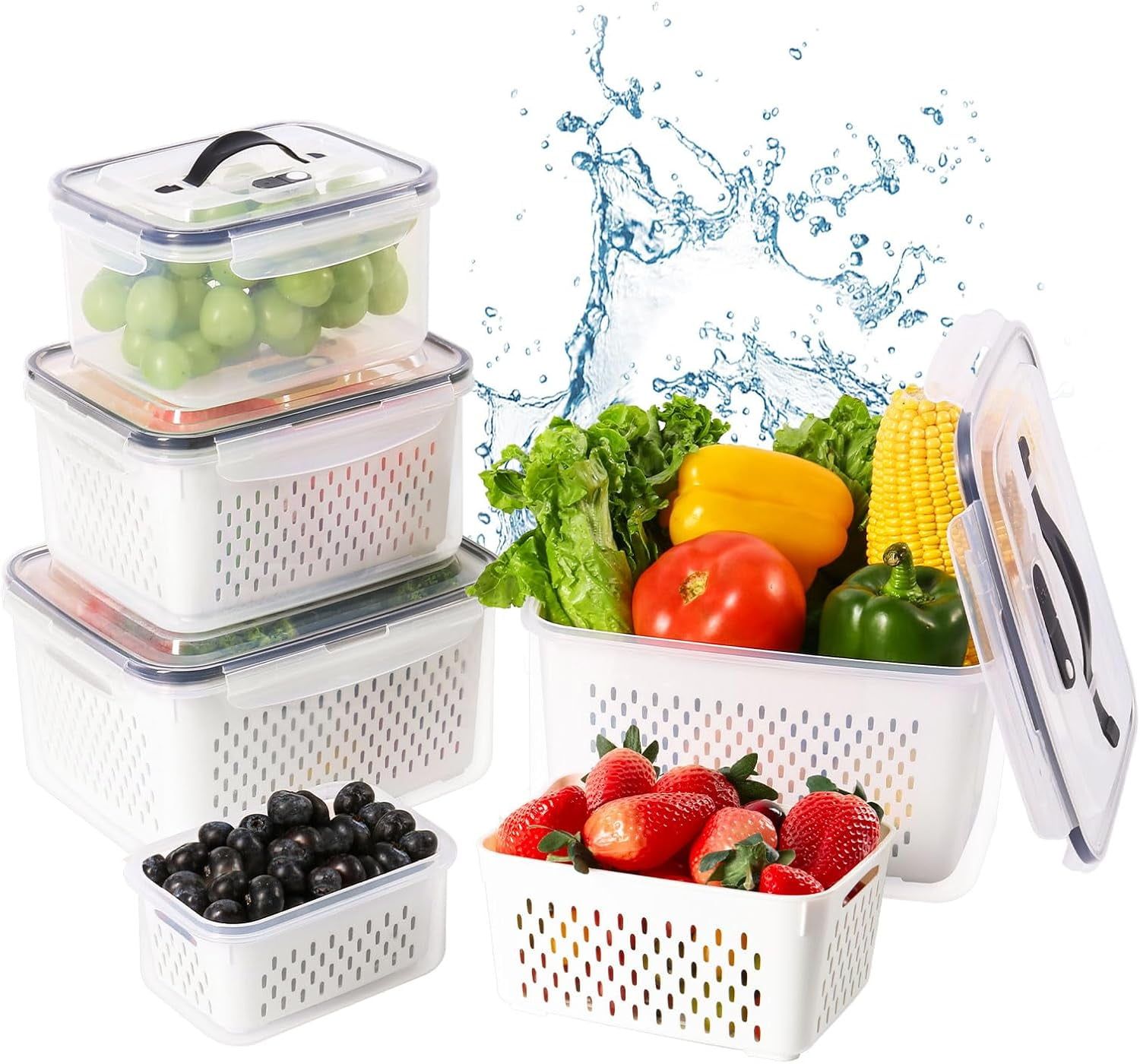 6-Piece BPA-Free Stackable Food Storage Containers with Lids and Colanders