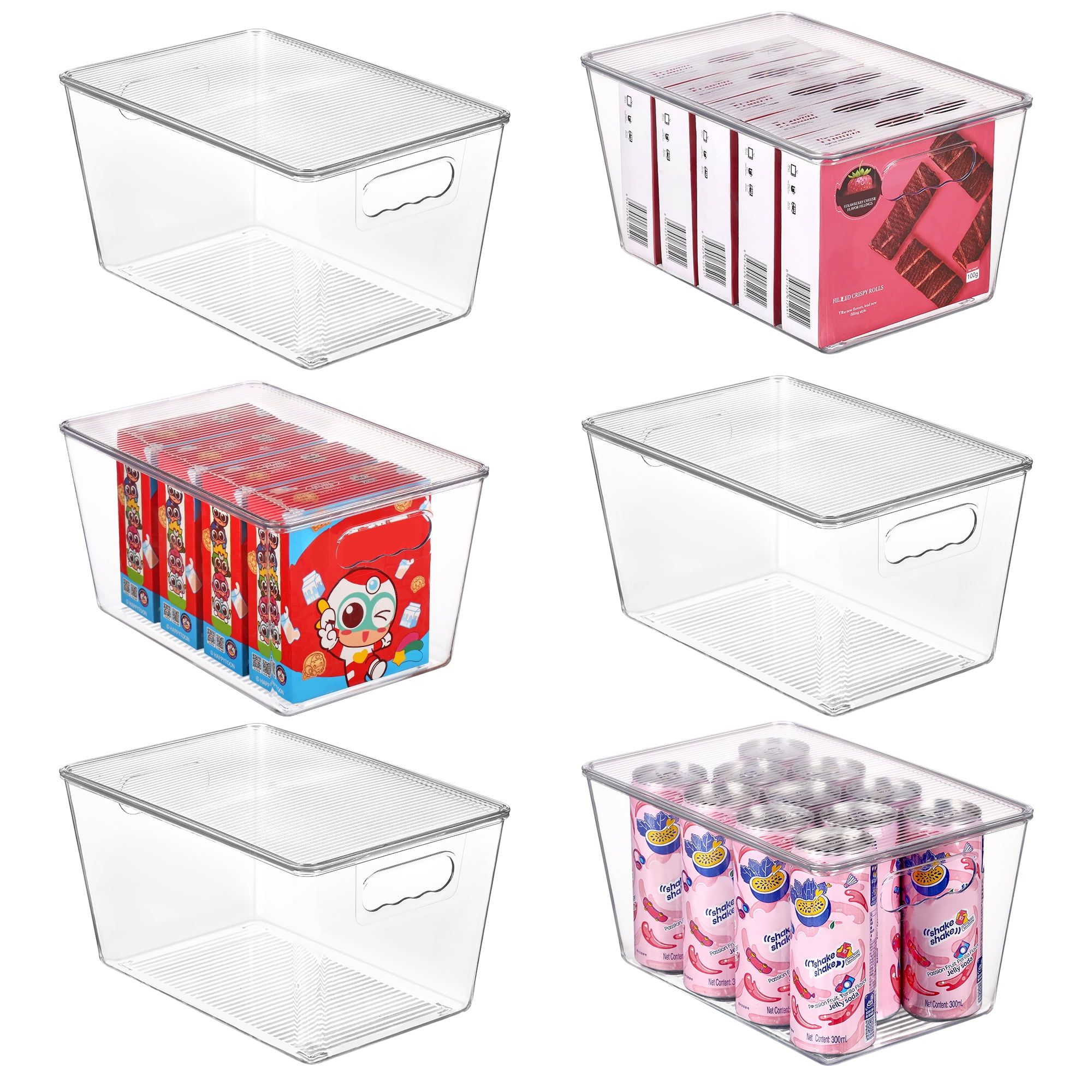 6 Pack Clear Plastic Stackable Storage Bins with Lids