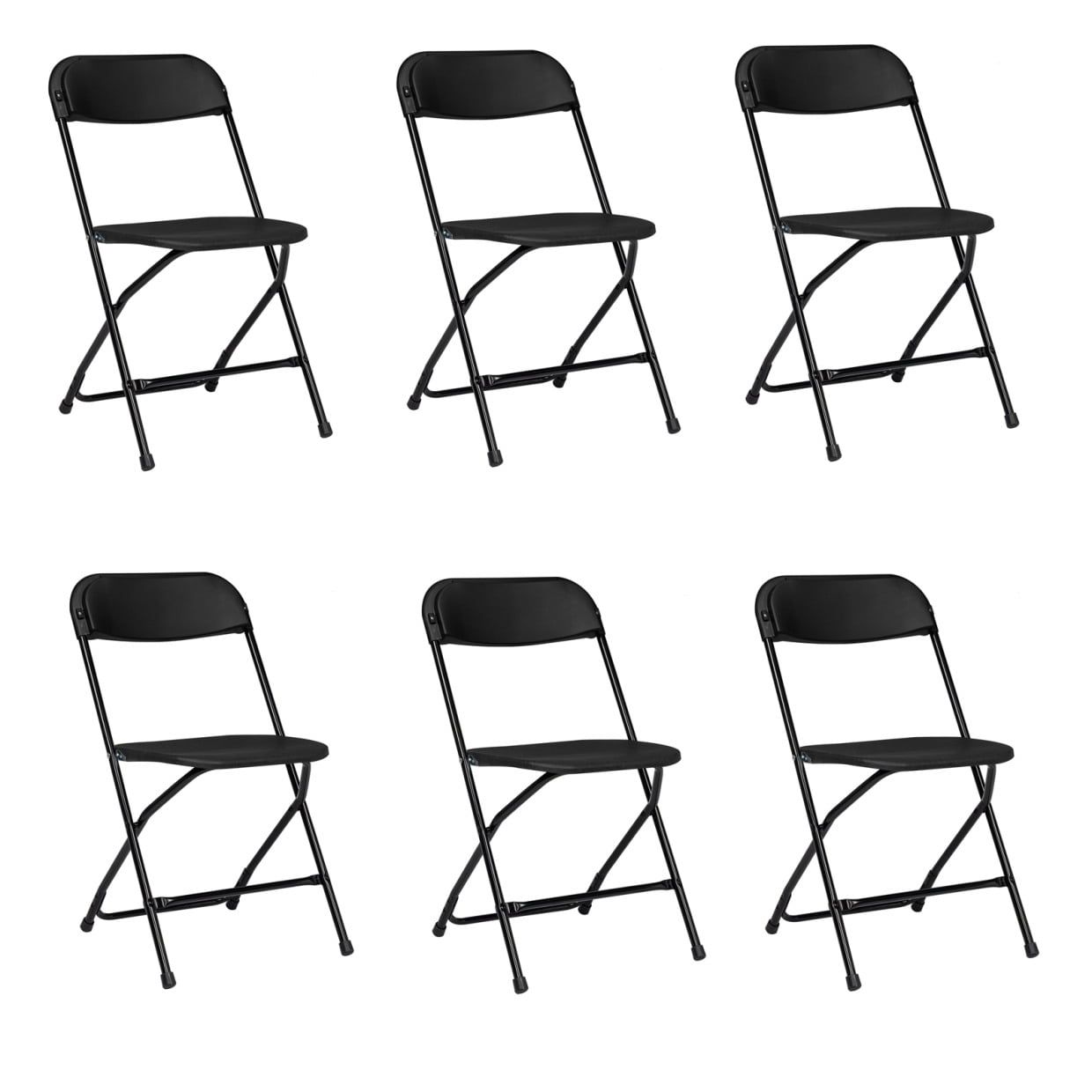 Black Armless Folding Metal and Plastic Lounge Chair Set